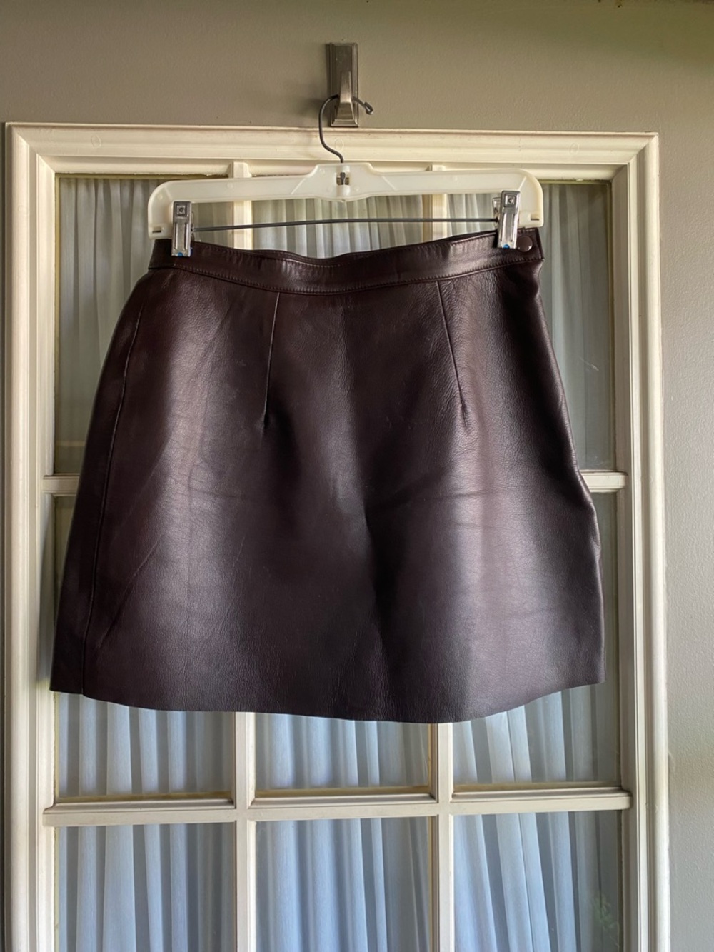 Los Angeles Apparel genuine leather mini skirt in espresso